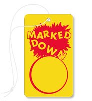 MARKED DOWN   Sales Tag (with strings)