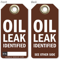 Oil Leak Identified Tag