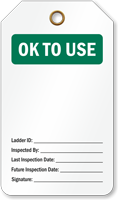 OK TO Use Ladder Inspection Tag