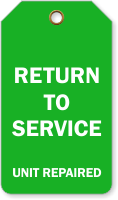 Return To Service Repair Tag