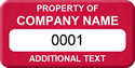 Sequential Numbering Asset Tag, two lines text