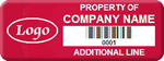 Sequential Barcode Custom Asset Tag, text, Logo