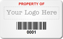 Asset Label, Property of Company Name with Barcode