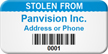 Personalized Stolen From Asset Tag with Barcode