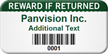 Customized Reward If Returned Asset Tag with Barcode
