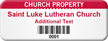 Custom Church Property Asset Tag with Barcode