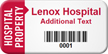 Hospital Property Custom Asset Tag with Barcode