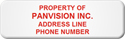 Asset Label, Property of Company Name with Phone Number