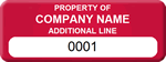 Sequentially Numbered Asset Tag, three lines text
