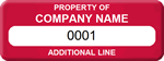 Sequentially Numbered Asset Tag, two lines text
