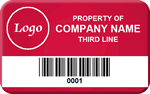 Sequentially Numbered Economy Asset Label, text, logo