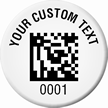 Customizable 2D Barcode Number Asset Tags - Circular