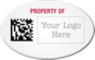 Custom Oval 2D Barcode Asset Tag with Logo
