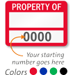 PROPERTY OF ____ (blank) Label, with numbering