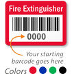 FIRE EXTINGUISHER Label, barcode, pack of 1000