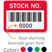 STOCK NO. Label, barcode, pack of 1000