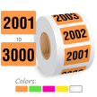 2001 to 3000 Consecutively Pre-Numbered Roll Of Labels