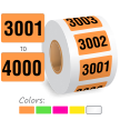 3001-4000 Color Coded Consecutively Pre-Numbered Labels Roll