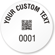 Round Customizable Text, Numbering QR Code Label