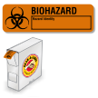 Grab-a-Label Paper Biohazard Labels  in Dispenser 7/8" x 2 7/8" (500 Labels)