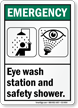 Eye Wash Station Safety Shower ANSI Emergency Sign