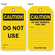 Caution Do Not Use 2 Sided Tag