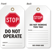 Stop Do Not Operate 2 Sided Tag
