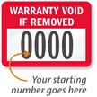 Warranty Void if Removed, with numbering, pack of 1000