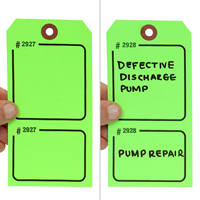 Blank Fluorescent Green Numbered Tags with Tear-Stub