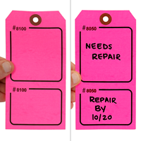 Blank Fluorescent Pink Numbered Tags with Tear-Stub