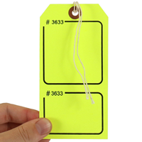 Blank Fluorescent Yellow Numbered Tags with Tear-Stub